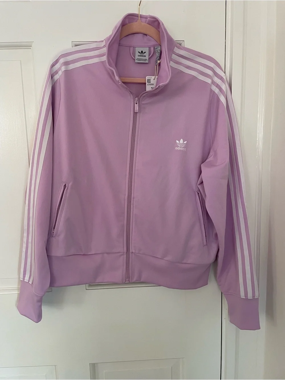 adidas light orchard / light pink Cropped Firebird Track Jacket